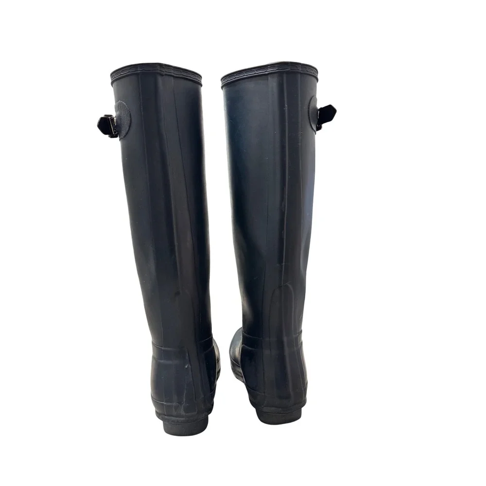 Hunter Original Tall Rain Boots Womens 8 Navy Blue Waterproof Matte